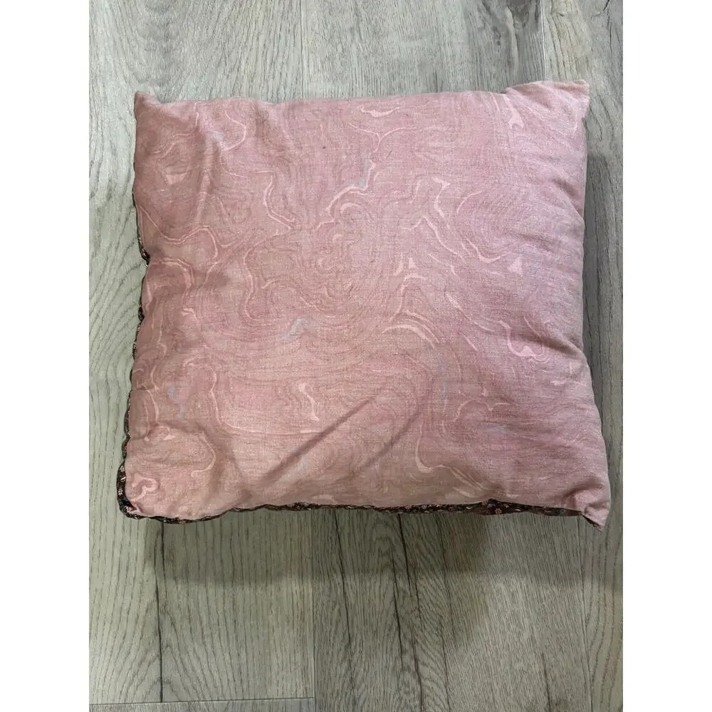 Vintage 80s Calico Floral Swan Heart Accent Pillow Cottagecore Country Shabby